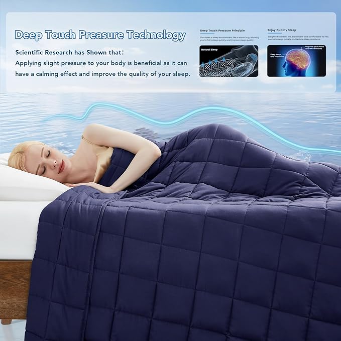 Topcee Weighted Blanket for Adults (15 lbs, 60" x 80") Queen Size Soft Cooling Heavy Blanket Sleeping, Apply to 130-160 lbs Body, Thick Breathable Blanket with Glass Bead, Easy Care