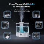 Geek-Level Aeocky Humidifier for Baby, Quiet Ultrasonic Humidifiers for Bedroom, Nursery with Ambient Light, 4L Top-Fill Cool Mist Diffuser with Timer, Sleep, Auto, Constant Humidity Mode