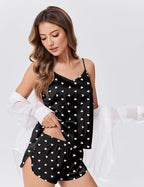 Ekouaer Satin Pajamas Set for Women Silk Cami Pjs Sets Soft Sleepwear V Neck Camisole Top and Shorts