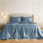 Satin Sheets Full [4-Piece, Skyblue] Hotel Luxury Silky Bed Sheets - Extra Soft 1800 Microfiber Sheet Set, Wrinkle, Fade, Stain Resistant - Deep Pocket Fitted Sheet, Flat Sheet, Pillow Cases
