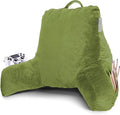 Clara Clark Reading Pillow with Shredded Memory Foam for Sitting Up in Bed and Couch, Back and Arms Adjustable Support for Adults & Teens Backrest Pillows for Reading, with Washable Cover Calla Green