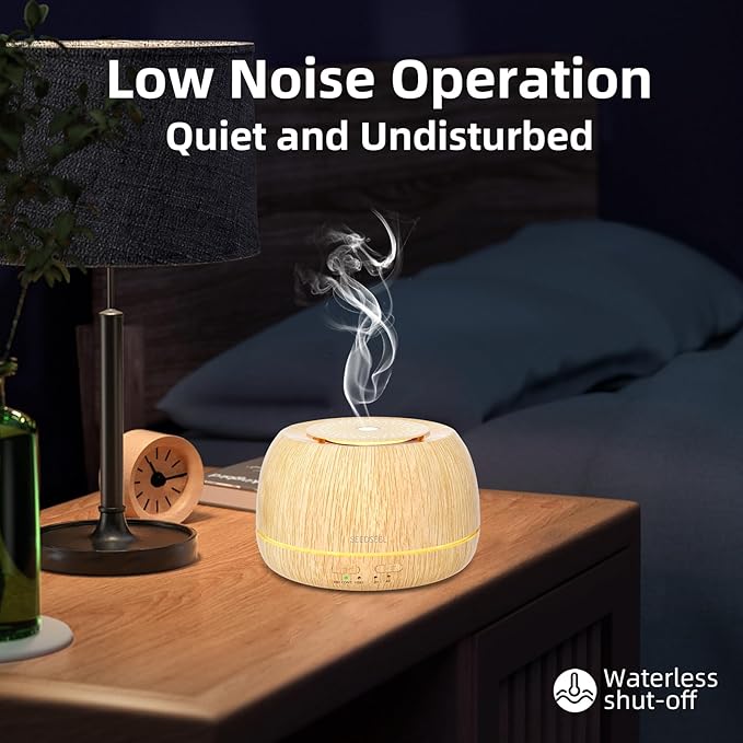 SEEDSEEL 300ML Essential Oil Diffuser 8 Hours Run Time, Aromatherapy Diffuser with Remote Control,7-Color LED for Home