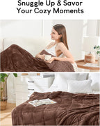 Cottonblue Weighted Blanket for Adults 15 lbs Queen Size 60x80 in, Cozy Flannel Sherpa Fleece Weighted Throw Blankets Comfortable for Calming and Relax, Shaggy Bed Sofa Heavy Blankets, Chocolate Brown
