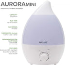 AIRCARE Ultrasonic Cool Mist Humidifier,Whisper-Quiet, Multi Color LED Light, Aroma Therapy Essential Oil Diffuser for Home, Bedroom, Baby, Nursery, Yoga, Spa and Office (white, .33 gal)