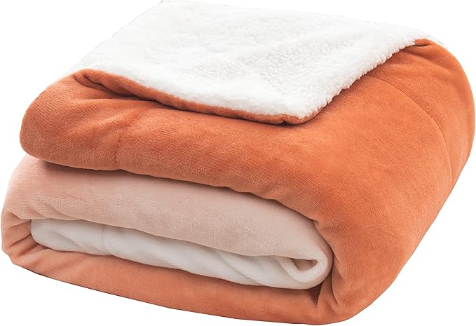 Elegant Comfort Throw Blanket, Reversible Sherpa Flannel, Ultra-Soft, Fuzzy, Cozy and Plush- All Season Lightweight Decorative Throw, 50 x 60 inches, Ombre Design Sherpa Throw, Dusty Rose