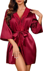 Avidlove Women's Kimono Robe Short Satin Pure Short Silky Robes