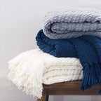 Bedsure Throw Blankets for Couch - Textured Chunky Knit Woven Chenille Blanket - Super Soft, Warm Decorative Boho Throw with Tassels for Bed, Sofa and Living Room Decor, Grey, 50x60 Inches