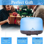 Miserwe Diffuser 500ML Essential Oil Diffuser with Adjustable Mist Mode and 4 Timer Setting Diffuser for Essential Oils Waterless Auto Shut-Off for Home Office Yoga Spa