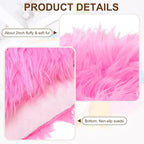 PATIKIL 12" Locker Rug, Small Area Rug Mini Faux Fur Rugs Small Locker Carpet Soft Fluffy Tiny Photography Props Square for Nail Photo Tabletop Background Picture Decoration, Hot Pink