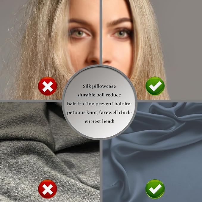 Mulberry Silk Pillowcase for Hair and Skin Pillow Case with Hidden Zipper Soft Breathable Smooth Cooling Silk Pillow Covers for Sleeping (Space Grey, King,1Pcs)