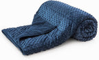 Minky Dot Weighted Blanket for Adults Queen Size 15 lbs, Soft Cozy Heavy Blanket for Stress Relief and Sleep Promotion, Warm Blanket for Autumn Winter with Glass Beads, Navy Blue 60 x 80 inches
