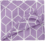 Elegant Comfort Luxury Velvety Feel Blanket, All-Season Lightweight Blanket, Ultra Plush, Soft, Cozy-Fuzzy Flannel Fleece for Couch, Sofa, Bed, Travel, Cube Design, Full/Queen, Lilac