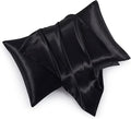 Satin Pillowcases with Zipper （20x36）,King Size Pillowcases Set of 2,Black Silk Pillowcase for Hair and Skin