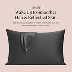 Kitsch Satin Pillowcase with Zipper for Hair & Skin - Softer Than Silk Pillow Cases, Smooth Cooling Satin Pillow Case, Wrinkle-Free, Machine Washable, Pillow Cases Standard Size 19x26 - Charcoal, 2pc