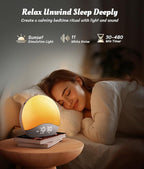 ecozy Sunrise Alarm Clock, White Noise Sound Machine, Alarm Clock for Bedrooms, 26 Soothing Sounds, 17 Night Lights, Bluetooth Speaker, Sunrise Wake-Up Light for Heavy Sleepers, Adults, Kids