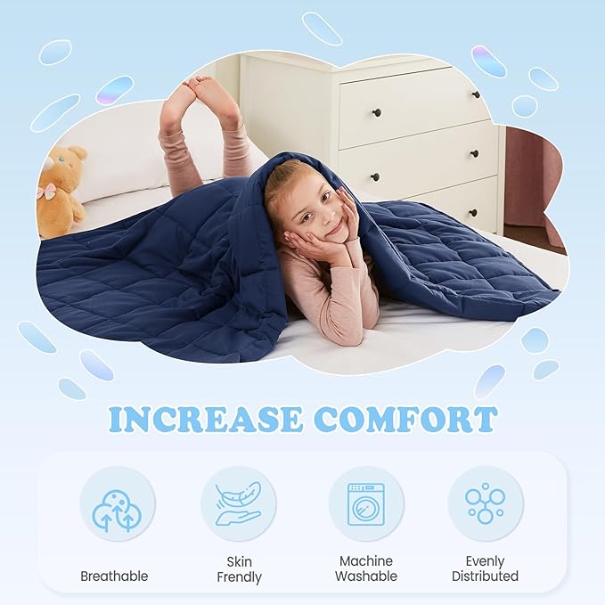 HOSUKKO Weighted Blanket - 3 lbs Navy Blue Heavy Blanket - Breathable Blanket(36 * 48 inches, 3 lbs)