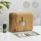 Flame Diffuser for Essential Oils, 200ml Ultrasonic Aroma Diffusers with Cool Mist, Aromatherapy Diffuser with Auto-Off Protection (Wooden Grain(7 Colors), Peppermint+Lavender+Tea Tree+Lemon)