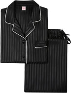 SIHA Satin Silk Pajamas for Women Pajama Set With Long Sleeve Button-Down Satin Pajamas Sleepwear XS-3XL