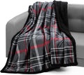 Elegant Comfort Throw Blanket, Reversible Sherpa Flannel, Ultra-Soft, Fuzzy, Cozy and Plush- All Season Lightweight Decorative Throw, 50 x 60 inches, Plaid Design Sherpa Throw, Midnight