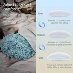 BETU Standard Pillow, Cooling Shredded Memory Foam Pillow for Hot Sleepers College Dorm Room Essentials, Adjustable Firm Gel Cool Pillow for Back Pain and Side Sleeping, Birthday Gifts for Boyfriend