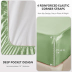 CozyLux Satin Sheets Full Size Sheets - 4 Piece Silky Full Size Bed Sheets, Luxury Sage Green Full Bed Set with Smooth and Soft Microfiber, Includes 1 Fitted Sheet, 1 Flat Sheet and 2 Pillowcases