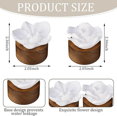 2 Pcs Ceramic Rose Diffuser Flower Passive Essential Oil Diffuser Flower Ceramic Aromatherapy Non Electric Battery for Home Office Tabletops Bathroom Decorative Birthday Ideal Gifts