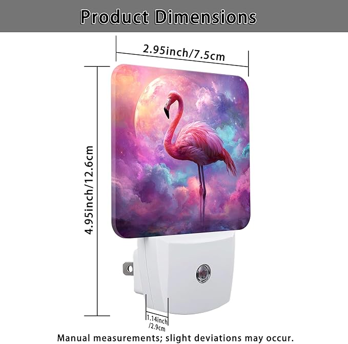 Tropical Bird Night Lights Plug Into Wall, Fantasy Fanciful Moon Clouds Summer Peach Led Night Lights Plug Into Wall Outlet for Living Room Entryway Kitchen Decor 2pcs