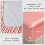 MR&HM Satin Bed Sheets, King Size Sheets Set, 4 Pcs Silky Bedding Set with 15 Inches Deep Pocket for Mattress (King, Blush)