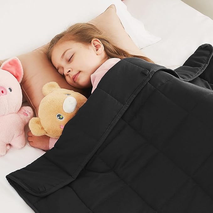 CuteKing Weighted Blanket (7lbs, 40"x 60", Grey) Heavy Blanket for 60-80lbs, Breathable Microfiber Material with Glass Beads All-Season Summer Fall Winter Soft Thick