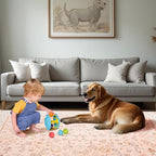 CRYPTOLITE Area Rug for Living Room, 9x12 Machine Washable Non Slip Large Faux Wool Throw Rug, Low Pile & Non-Shedding Boho Large Carpet Rugs for for Dining Room, Bedroom, Office (Cinnamon)