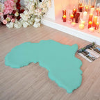 Africa Map Faux Fur Area Rug &Throw- Client Call it Impactful Gift -Teal -3x3 ft