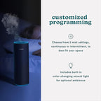 Homedics Portable Humidifier - Small Air Humidifiers for Bedroom, Plants, Office, Travel - Cool Mist Humidifiers, Color-Changing Accent Light, 2 Mist Settings, Black
