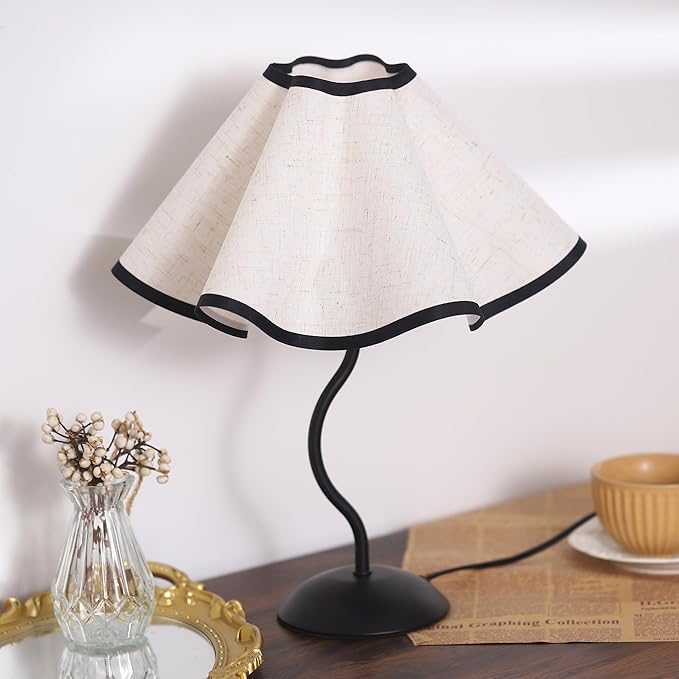 WSYEAR 3 Color Bedside Nightstand Lamp for Living Room and Bedroom - Traditional Tall Retro Desk Lamp with Black Base for Kids Reading