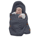 XMWEALTHY Newborn Baby Wrap Swaddle Blanket Knit Sleeping Bag Receiving Blankets Stroller Wrap for Baby Grey 0-6 Month