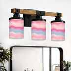 Vanity Lights for Bathroom Wall Lights for Bedroom Living Room Pink Blue Abstract Marble Waves Gold Glitter Accents Modern Bathroom Light Fixtures Wall Sconces 3 Light Home Decor