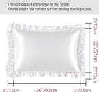 Silky Satin Ruffled Pillow Cases for Hair and Skin,White Silk Pillowcases King Set of 2 with Envelope Closure Princess Room Decoration