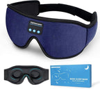 Sleep Headphones, 3D Bluetooth Sleep Mask, LIGHTIMETUNNEL Washable Sleeping Headphones with Ultra Thin Stereo Speakers Microphone Hands Free for Insomnia Travel Blue Color
