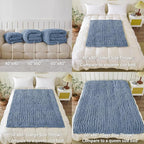 WESHIONGOO Chunky Knit Blanket Throw 51"×63" Knitted Throw Blankets for Couch Bed Fluffy Soft Blanket with Jumbo Chenille Yarn Thick 100% Handmade(Dusty Blue)