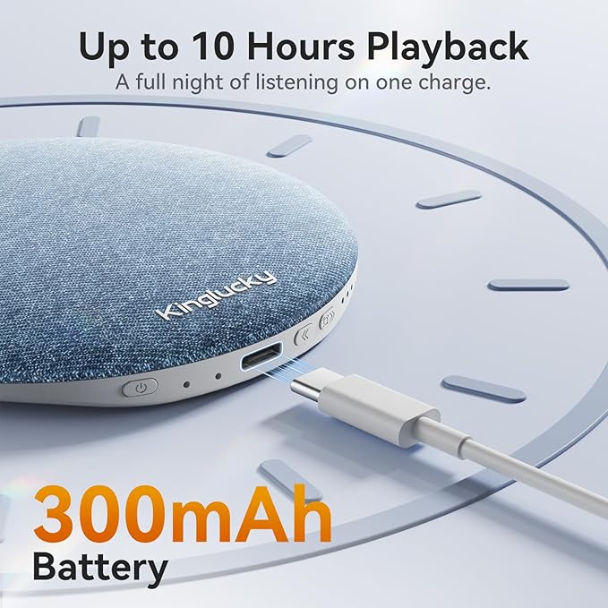 Kinglucky Pillow Speaker for Sleeping, Mini Bluetooth Speaker Under Pillow with Built-in Pink Noise White Noise Sound Machine for Sleeping, Headphone-Free Sleep Speaker for Side Sleeper Blue