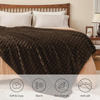 BEDELITE Brown Throw Blanket Twin Size for Bed- Super Soft and Warm 3D Checkered Fluffy Fuzzy Fleece Blanket, Luxurious Plush Cozy Blanket for Room Decor Fall and Winter, 60x80 inches