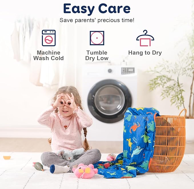 Kivik Weighted Lap Blanket 2 lbs, 20" x 30" Blue Dinosaur Small Weighted Blankets, All-Season Breathable Cute Mini Weighted Lap Pad, Soft Heavy Throw Blanket for Travel, Calming & Sleep, Washable
