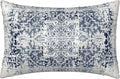 Silk Like Pillowcase for Hair and Skin Retro Boho Blue Carpet 1 Pack Satin Pillowcase with Hidden Zipper Soft Breathable Smooth Cooling Pillow Cover King Size for Bedroom Sofa 20”x36”