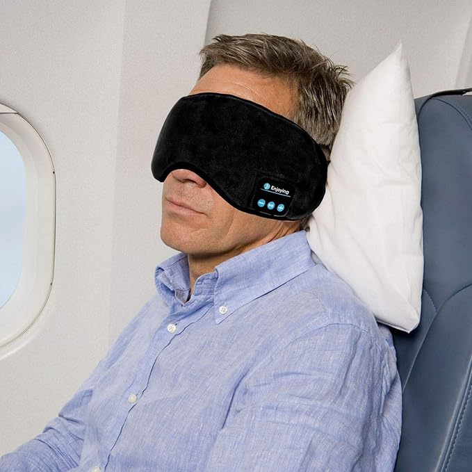 Sleep Headphones Bluetooth Eye Mask, Joseche Wireless Bluetooth 5.2 Headphones Music Travel Sleeping Headphones Handsfree Sleeping Mask with Built-in Speakers Microphone Washable
