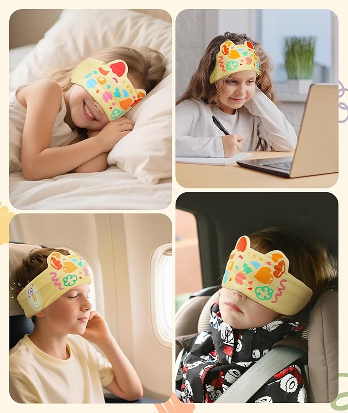 LC-dolida Kids Headband Headphones Sleep Headphones Bluetooth Headband- Comfortable Fit - Safe Volume Limited for Boys & Girls Children Learning, Sleep and Airplane (Yellow)
