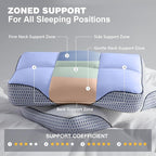 Glaciman Shredded Memory Foam Pillow for Side & Back Sleepers - Firm Ergonomic Pillow for Neck Pain Relief - Machine Washable, Breathable Cooling Mesh Gusset, King (15"x33"x4"), Pack of 1