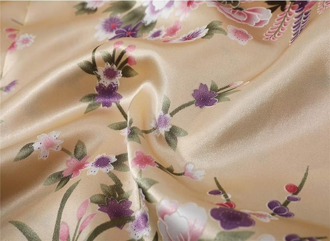 Women's Satin Robes Floral Bridesmaid Robes Short Silk Kimonos Sleepwear