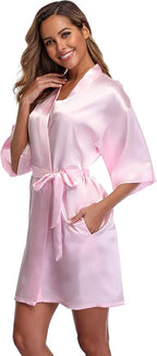 Robe for Women Silky Lightweight Satin Kimono Bride Bridesmaids Wedding Party Robes Dressing Gown Summer Loungewear
