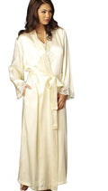 Julianna Rae Women's 100% Silk Robe, Lace Trim, Indulgence Collection, Lingerie, Beautiful Gift Packaging