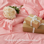 BEDELITE Pink King Size Comforter Set - 3 Pieces Boho Ruffle Pintuck Bedding Comforter Sets, Lightweight Soft & Warm King Bedding Set with 2 Pillowcases for All Season