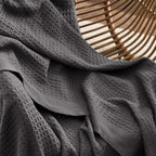 Bedsure Gentlesoft 100% Cotton Blanket King Size for Bed - Cooling Breathable and Soft for Spring Summer, Thick Cozy Waffle Weave Blanket Gifts for Women, Dark Grey, 104x90 inches